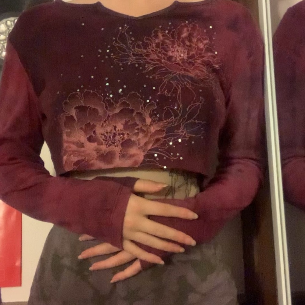 Suzie In The City Purple Embellished Crop Top